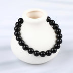 LPBeads Handmade Natural Gemstone Stretch Elastic Bracelet Healing Crystal Round Stone Beads Jewelry Gifts for Women Men - color: Black Obsidian, size: 8mm