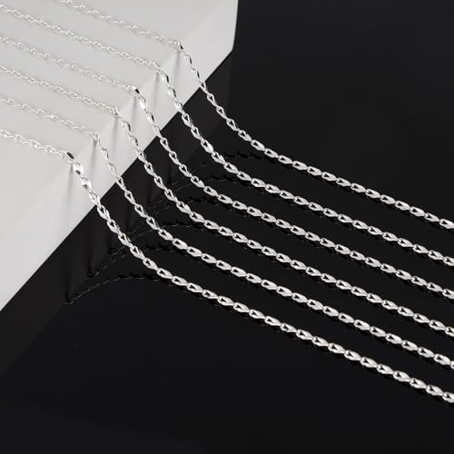KYUNHOO 5 Meters Thin Cable Link Jewelry Making Chains Spool Silver Plated Copper Chains with Lobster Clasps Jump Rings for Crafts DIY Finding Supplies - color: Lip Silver
