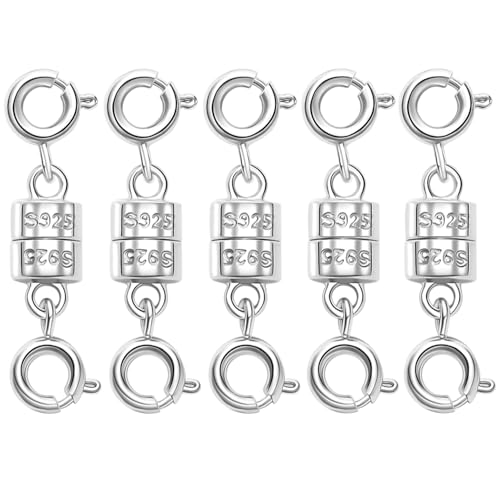 S925 Sterling Silver Magnetic Necklace Clasps and Closures,Magnetic Necklace Clasp for Jewelry Making Supplies (5silvery) - color: 5silvery
