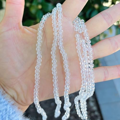 500pcs Czech Faceted Rondelle Crystal Glass Loose Beads 4mm Small Tiny Spacer Bulk Crystal Clear for DIY Craft Jewelry Making CCR401 - color: Crystal Clear, size: 4mm (0.16") - 500pcs