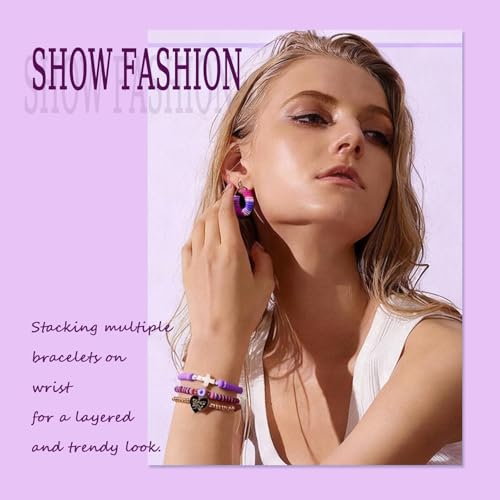 3500pcs Purple Clay Beads for Bracelets Making 6mm Heishi Beads Polymer Flat Round Disc Clay for Jewelry Making Purple Bead Crafts - color: Purple