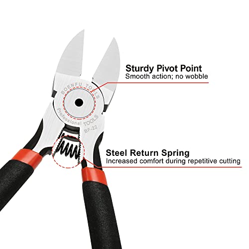 BOENFU 6 Inches Wire Cutters Heavy Duty Snips Flush Cut Side Cutters Pliers Metal Cutting Tool for Crafting, Floral, Artificial Flowers, Chicken Wire, Electrical, 1 Pack - color: 6 Inches - 1 Pack - Black Handle