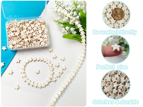Turquoise Star Beads Bulk for Jewelry Making 300pcs 8 * 12mm White Natural Stone Space Beads for Hair,Garland Keychain, Lanyard, DIY Handmade Craft,Necklace, Bracelet Supplies - color: White Star
