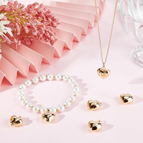 Beebeecraft 1 Box 10Pcs Puffed Heart Charm 18K Gold Plated Smooth Tiny Love Drops Charms for Jewelry Making Necklace Bracelet DIY Crafts - color: Gold, size: 15x18x7mm