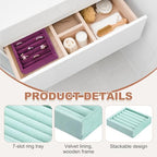 uxcell Stackable Jewelry Storage Tray, Jewelry Tray Drawer Organizer, Small Display Box for Earrings, Necklaces, Rings and Bracelets, Teal - color: Teal