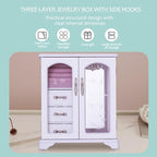 White Jewelry Box,Handle Carving Craft Wooden Jewelry Boxes,With Swivel Hook And Velvet Lining Large Jewelry Box For Women,Suitable As Gift For Friends