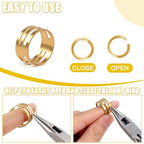 Phinus 1200P Gold Jump Rings, Jewelry Repair Kit with Jump Ring Pliers and Open Jump Rings, Assorted Sizes Jump Ring for Jewelry Making, Necklace, Keychains, Earrings, DIY Craft Making