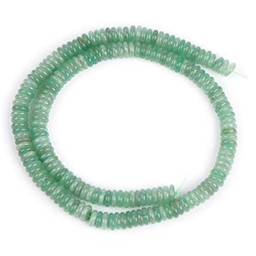 JOE FOREMAN 2x6mm Natural Green Aventurine Jade Semi-Gemstone Heishi Disc Rondelle Spacer Beads for Jewelry Making Full 15" Strand Energy Stone Healing Power Crystal - color: Green Aventurine Jade