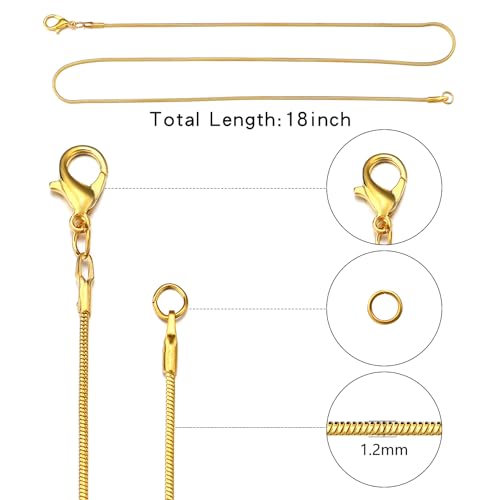 Topacket 24 Pack Necklace Chains Bulk,Gold Plated Snake Necklace Chains for Jewelry Making 18 Inches - color: Gold, size: 18inches