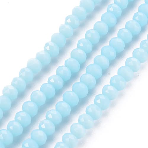 10 Strands Light Sky Blue Faceted Rondelle Glass Loose Beads 4mm Briolette Crystal Glass Beads 1230pcs for Bracelets Jewelry Making - color: Light Sky Blue, size: 4x3mm