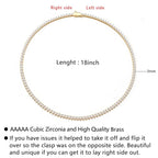 BREN 3mm 3 Prong Tennis Necklaces for Women Men, 18K White/Yellow Gold Plated 16/18 inches Round Cubic Zirconia Dainty Chain Jewelry - color: Gold-3mm, size: 18 inch