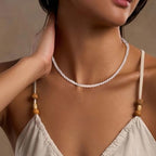 Crystal Choker Necklaces for Women,4mm Handmade Natural Stone Choker Beaded Necklace Healing Crystal Necklace Gemstone Bead Necklaces for Women - color: Clear Quartz