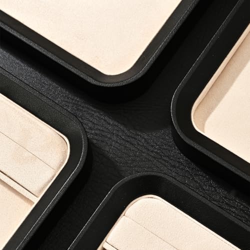 Oirlv Jewelry Display Tray for Vendors Velvet Jewelry Tray with Compartments for Rings and Bracelets(Beige) - color: Beige P21603