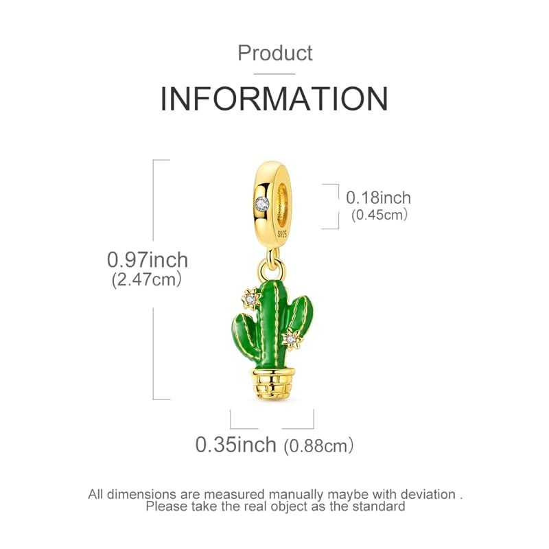 Mother Heart Charms for Bracelets Love Mom Flowers Charm Jewellery for Women - style: Gold Cactus