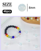 8mm Glass Beads 46PCS Glass Beads for Jewelry Making Charm Round Loose Bead for Bracelet Making Kit (White Agent Glass) - color: White Agent Glass