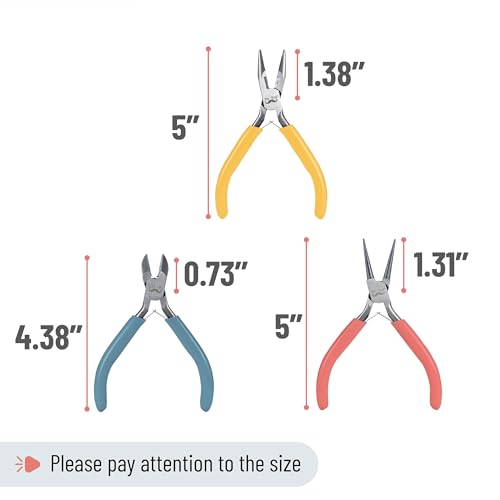 Mr. Pen- Pliers for Jewelry Making, 3 Pack, Chain Nose, Round Nose Pliers Set and Wire Cutter for Beading, Wire Wrapping, Jump Rings, Jewelry Repair, Crafting, DIY - color: Multicolor 2