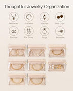 VLANDO Jewelry Box with 8 Velvet Jewelry Bags Travel Jewelry Case for Mothers Day Mom Gifts, Jewelry Organizer Necklace Rings Earrings Bags Gift Ideas for Birthday Bride (Pink) - color: 8PCS-Pink