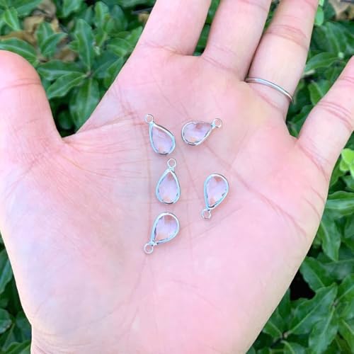 Adabele Grade A Birthstone Pendant Drop 11mm 14mm 16mm Sterling Silver Plated For Personalized Earrings Bracelet Necklace Anklet Pendant Keychain Craft Jewelry Making - color: April (diamond clear), size: 14mm Long - 10pcs