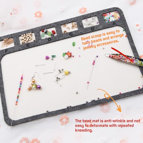 EuTengHao Bead Design Boards Mats with Bead Scoop Soft Stable Beading Mat Jewelry String Beading Needles Jewelry Organizer Tray for Jewelry DIY Making of Bracelets Necklaces Craft Supplies Tools