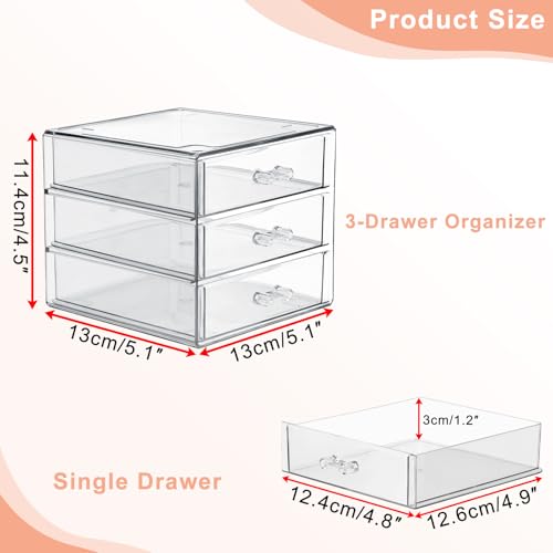 BTSKY Clear Acrylic Storage Organizer with Drawers, 3-Layer Desktop Organizer for Office Essentials, Multi-Purpose Stackable Container for Bathroom Vanity, Desk Makeup Jewelry Container Storage Box - size: 3-layer