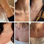 10 Pack Stainless Steel Paperclip Necklace Chains Bulk Classic Men and Women Paperclip Chain Necklace Set - color: Steel Color, size: 16inch (4x12mm)
