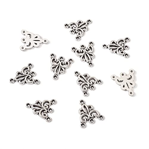 Mega Pet 20pcs Tibetan Silver Triangle Chandelier Component Links Charm Pendant Connectors with 3 Holes for Multi Layers Dangle Earring Bracelet Necklace Jewelry Making - color: Antique Silver, Triangle