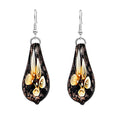 Glass Water Drop Shape Glaze Spiral Dangle Earrings Lampwork Handmade Glass Bead Geometric Earrings for Women Jewelry - color: Flower Yellow