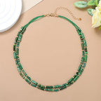 Elisheva Natural Stone Choker Necklace for Women, Boho Natural Emperor Jasper Stone Lace Agate Beaded Crystal Necklace, Gemstone Jewelry Gift for Her - style: 2 layered green emperor stone