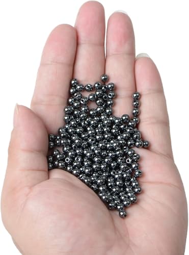 Bymitel 4mm Natural Black Hematite Metallic Round Beads Gemstones Genuine with 200pcs DIY Jewelry Making Unisex (4mm 200pcs, Black Hematite) - color: Black Hematite, size: 4mm 200pcs