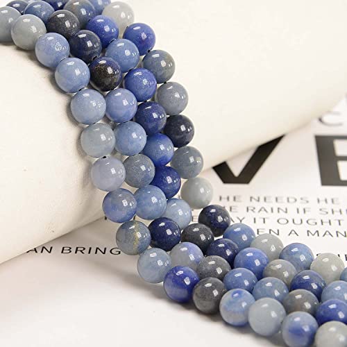 NCB 100pcs Original Natural Stone Beads Gemstone Round Loose Beads 6mm 8mm 10mm (Blue Aventurine, 6mm 100Beads) - color: Blue Aventurine, size: 6mm 100beads
