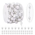 KYUNHOO 5 Meters Silver Stainless Steel Jewelry Chain Roll Faux Pearl Bead Chains with Lobster Clasps Jump Rings for Women Making Jewelry Crafts Finding Supplies - color: Irregular Bead Silver