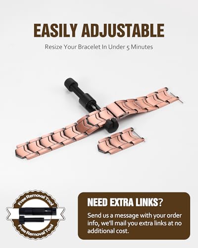 Jecanori Pure Copper Bracelet for Men, 3X Strength Magnetic Bracelets with 3800 Gauss Magnets, Adjustable Mens Copper Bracelet with Premium Fold-Over Clasp - style: Arrows