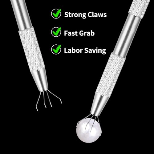 3Pcs Grabber Tool Holder Set Jeweler's Pick Up Sprinkle Pen Piercing Ball with Prongs Diamond Claw Jewelry Tweezers 4 Claw Precision Stainless Steel For Tiny Objects IC Chip Electronic Components - color: Silver