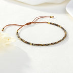 KELITCH Adjustable turquoise bead bracelet single color knitting friendship bracelet fashion jewelry daily wear gift (28 color selection) - color: Coffee 04F