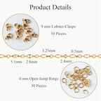 Jabogrii 16.4 Feet Gold Oval Lip Chain for Jewelry Making Stainless Steel Cable Chain Bulk Roll Craft Jewelry Making - color: Lip Gold
