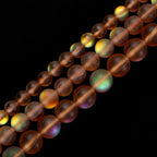 uxcell Matte Crystal Glass Beads 8mm Synthetic Frosted Shining Semi-Precious Round Loose Beads Synthetic Moonstone for Jewelry Making DIY Bracelet, Brown - color: Brown, size: 8mm