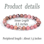 MAIBAOTA Healing Crystal Bracelet for Women Men, 8/4 mm Natural Stone Beaded Bracelets, Jewelry Birthday Gifts, Round Gemstones Stretch Bracelets - color: Red-Rhodonite, size: 8 mm