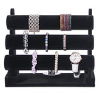 3 Tier Detachable Black Velvet Bracelet Holder, Bracelet Jewelry Display Stand For Selling, Watch Scrunchie Head Ties Rack Organizer For Show (Black Velvet) - color: Black Velvet