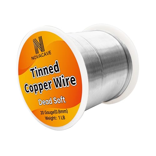 Tinned Copper Wire, 20 Gauge, 330Ft, 1Lb Spool, for Stained Glass, Crafting, Beading, Jewelry Making - size: 20 GA