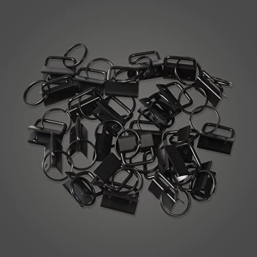 SPEEDWOX 20 Pcs 1" Dark Black Key Fob Hardware Set with Key Fob Pliers, 8 Inches Glass Breaking Pliers with Rubber Tips TPR Handles, for Wristlet Keychain Key Lanyard Making - size: 1"Dark Black