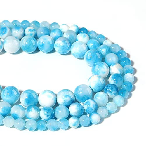 Natural Stone Beads 6mm Blue White Jade Polished Round Smooth Gemstone Beads for Jewelry Making Adults 15 Inch(Blue White Jade,6mm) - color: Blue White Jade, size: 6mm
