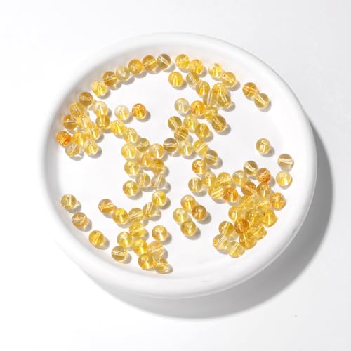 Raicegs 100pcs 6mm Citrine Beads Natural Gemstone Beads Round Loose Beads for Jewelry Making DIY Bracelets Necklace - color: Citrine, size: 6mm Round