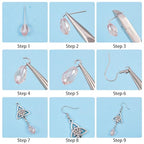 SUNNYCLUE 1 Box DIY 10 Pairs Celtic Knot Dangle Earring Making Kit Celtic Knot Connect Charms Findings Irish Wiccan Flower Star Triangle Heart Love with Beads Earring Hooks Instruction for Beginners - color: Sliver
