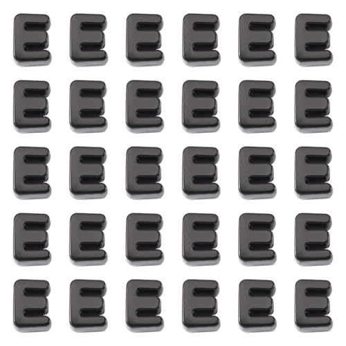FASHEWELRY 30Pcs Acrylic Letter E Beads with Large Hole Big Plastic Letter Blocks European Beads 3D Letters Chunky Vowel Initial Alphabet Bead for Key Chains Necklace DIY Arts Craft Projects - color: Black, size: E