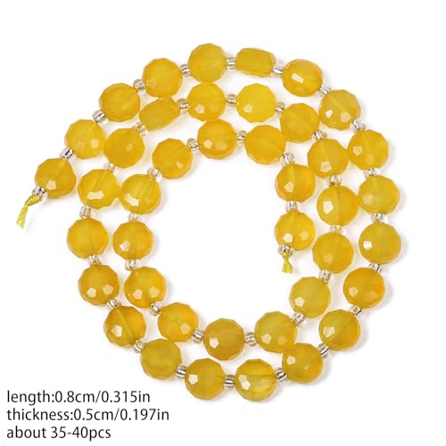 8×5mm Yellow Agate Natural Stone Beads for Jewelry Making About 35-40pcs 1 Strand 15" Drilled Flat Faceted Cabochon Gemstone Beads for Bracelets Necklace DIY Crafts - color: Yellow Agate