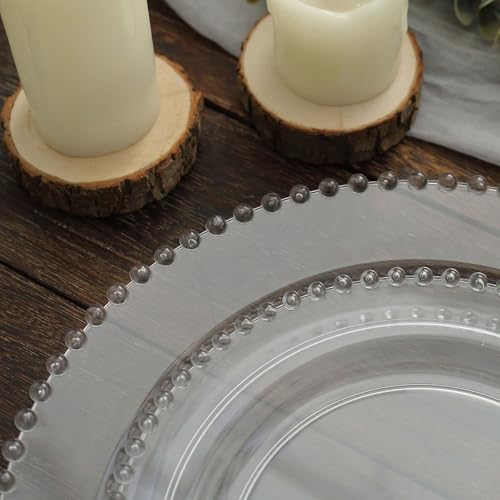 8" Salad Plates - Set of 30 - Plastic Clear Round Disposable Dessert Appetizer Plate Beaded Rim, Ideal for Dinner Party Wedding Bulk Events - color: Clear, size: 8" Salad Plate, 30 Pack