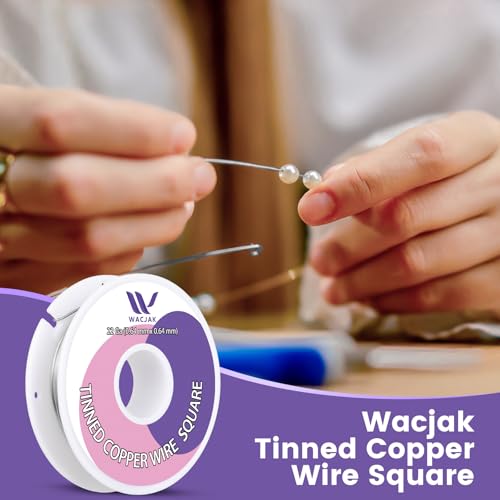 22 Ga Tinned Square Copper Wire 0.64mm x 0.64mm - 30ft Roll, Grayish Silver Finish, Hard Wire for Jewelry Making & Electronics - color: 22 Gauge/0.64x0.64mm, size: Square Tinned Coopper
