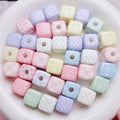 20PCS Large Acrylic Square Beads for Pens, 14MM Cream Grid Polka Dot Cube Beads for Keychain Jewelry Bracelet Making Focal Bead for Pen Making Crafts DIY Projects - color: Cream Square Bead