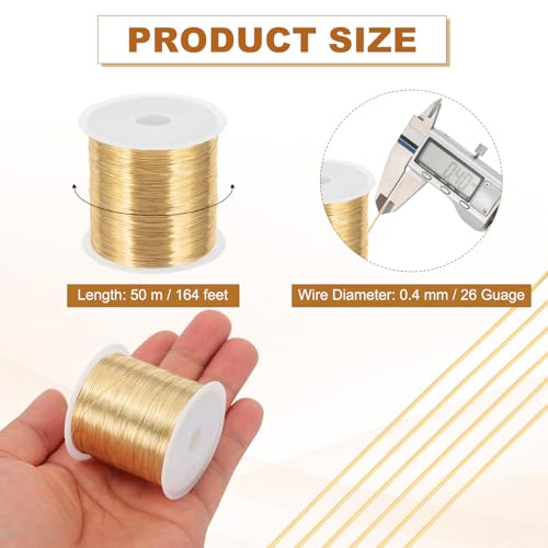 PATIKIL 26 Guage/ 0.4 mm 164 Feet Jewelry Craft Wire, Copper Beading Wire with Plier for Beading Jewelry Making Supplies Earrings Bracelets Accessories Sculptures, Rose Gold - size: 164 feet x 26 Guage