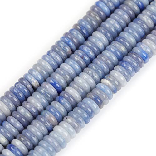 JOE FOREMAN 2x6mm Natural Blue Aventurine Jade Semi-Gemstone Heishi Disc Rondelle Spacer Beads for Jewelry Making Full 15" Strand Energy Stone Healing Power Crystal - color: Blue Aventurine Jade
